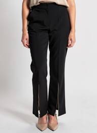 Pantalon drept țesătură poplin mărime normală negru ELÈSIG femeie