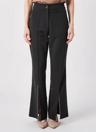 Pantalon drept țesătură poplin mărime normală negru ELÈSIG femeie