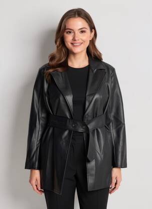 Geci din piele ecologică mâneci lungi negru MANIÈRE DE VOIR femeie