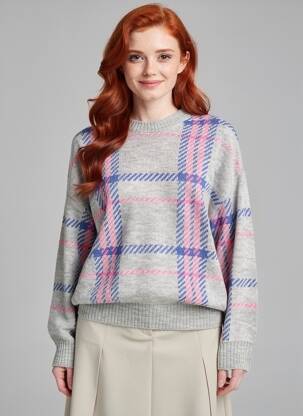 Pulover croială dreaptă mâneci lungi gri NEW LOOK femeie