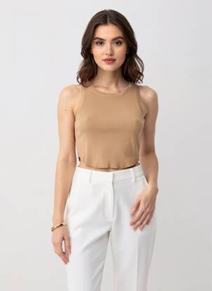 Top elasticitate fără mâneci maro ZARA femeie