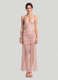 Rochie lungă croială cambrată bretele subțiri roz JADED LONDON femeie