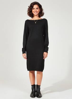 Rochie pulover elasticitate mâneci lungi negru PAPILLONNE femeie
