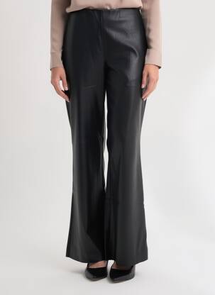 Pantalon evazat talie elastică talie înaltă negru YESTA femeie