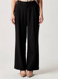 Pantalon larg talie cu cleme talie înaltă negru ZILCH femeie