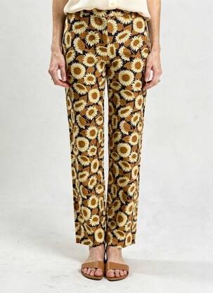 Pantalon drept talie cu cleme mărime normală maro NICE THINGS femeie