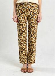 Pantalon drept talie cu cleme mărime normală maro NICE THINGS femeie