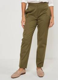 Pantalon chino închidere cu fermoar sub clapetă cu nasturi mărime normală verde MASAI femeie