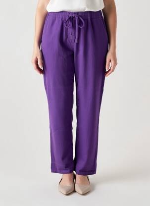 Pantalon drept țesătură poplin mărime normală violet COLETTE femeie