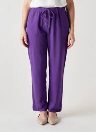 Pantalon drept țesătură poplin mărime normală violet COLETTE femeie