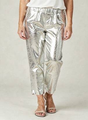 Pantalon 7/8 talie elastică mărime normală argintiu COUTUREINE femeie