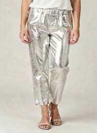 Pantalon 7/8 talie elastică mărime normală argintiu COUTUREINE femeie