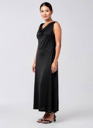 Rochie midi mâneci scurte mâneci scurte negru NICE THINGS femeie
