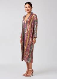 Rochie midi croială fluidă mâneci 3/4 galben MOMENT femeie
