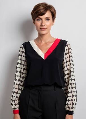Tricou mâneci lungi mâneci lungi negru AN II VITO femeie