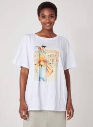 Tricou serigrafie mâneci scurte alb SOPHIA femeie