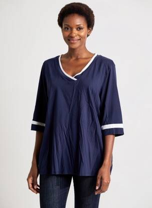 Tricou guler în v mâneci scurte albastru SOPHIA femeie