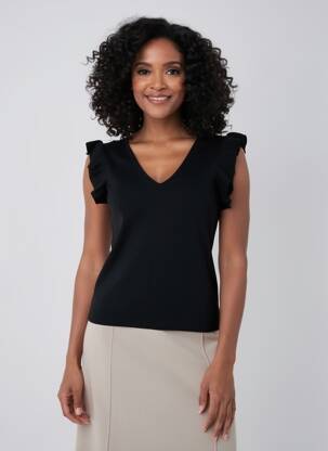 Top elasticitate mâneci scurte negru ESQUALO femeie
