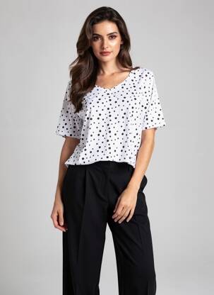 Tricou elasticitate mâneci scurte alb SOPHIA femeie