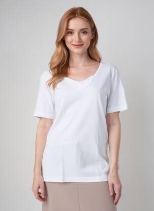 Tricou elasticitate mâneci scurte alb TRIANGLE D'OR femeie