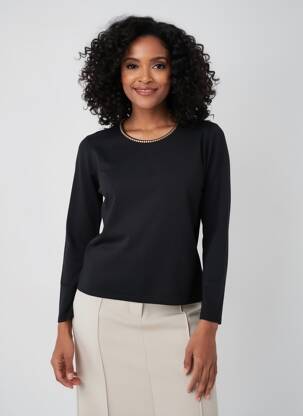 Pulover croială cambrată mâneci lungi negru TRIPODE femeie