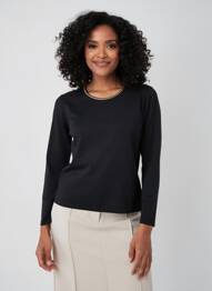 Pulover croială cambrată mâneci lungi negru TRIPODE femeie