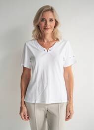 Tricou croială cambrată mâneci scurte alb TELMAIL femeie