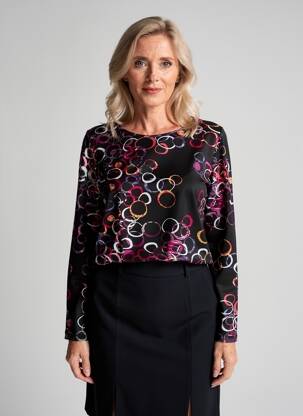 Top țesătură jersey mâneci lungi negru GUY DUBOUIS femeie