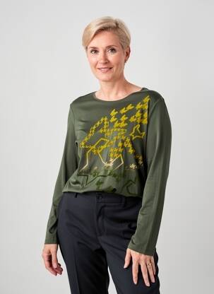 Top țesătură jersey mâneci lungi verde BARBARA LEBEK femeie