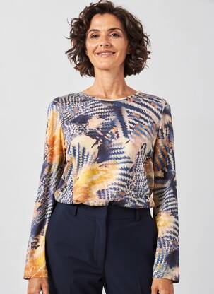 Top țesătură jersey mâneci lungi albastru GUY DUBOUIS femeie