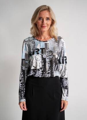 Top țesătură jersey mâneci lungi gri DOLCEZZA femeie