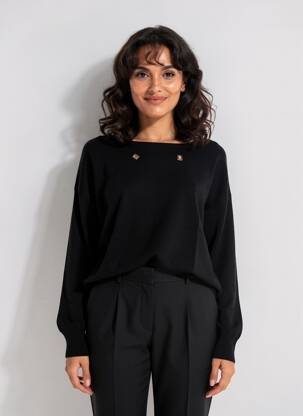 Pulover elasticitate mâneci lungi negru TRIPODE femeie