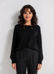 Pulover elasticitate mâneci lungi negru TRIPODE femeie