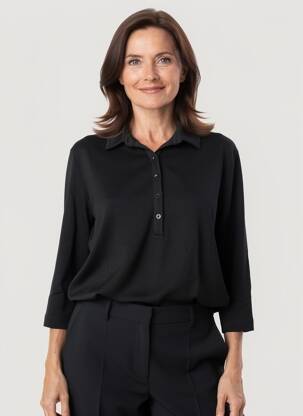 Top țesătură jersey mâneci lungi negru RABE femeie