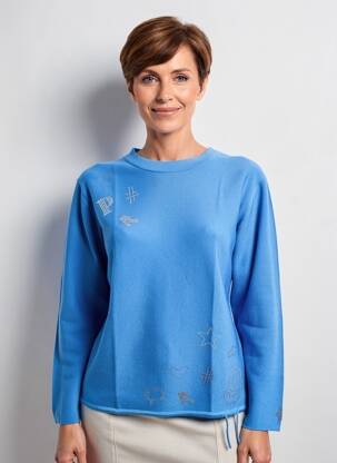 Pulover croială cambrată mâneci lungi albastru RABE femeie