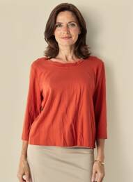 Tricou elasticitate mâneci 3/4 portocaliu FRANK WALDER femeie