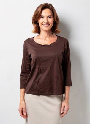 Tricou mâneci 3/4 mâneci 3/4 maro FRANK WALDER femeie