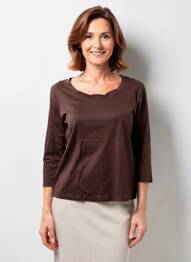 Tricou elasticitate mâneci 3/4 maro FRANK WALDER femeie