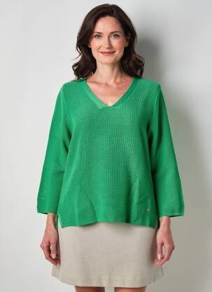 Pulover croială cambrată mâneci 3/4 verde RABE femeie