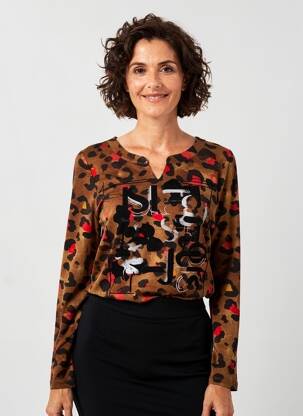 Tricou mâneci lungi mâneci lungi maro BARBARA LEBEK femeie