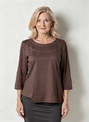 Tricou mâneci 3/4 mâneci 3/4 maro FRANK WALDER femeie