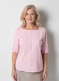 Tricou croială dreaptă mâneci 3/4 roz FRANK WALDER femeie