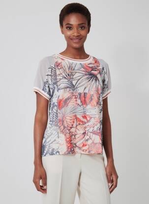 Tricou imprimeu fantezie mâneci scurte alb CAPUCCINO femeie