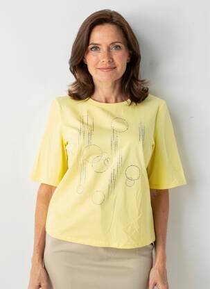 Tricou elasticitate mâneci scurte galben BARBARA LEBEK femeie