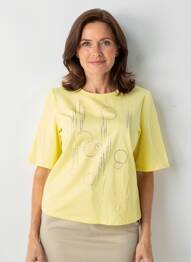 Tricou elasticitate mâneci scurte galben BARBARA LEBEK femeie