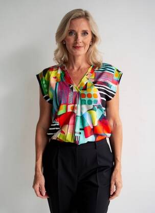 Tricou imprimeu fantezie mâneci scurte negru DOLCEZZA femeie