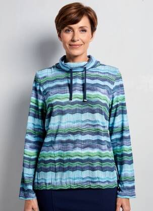 Tricou imprimeu fantezie mâneci lungi albastru RABE femeie