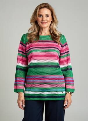 Pulover croială dreaptă mâneci 3/4 verde RABE femeie