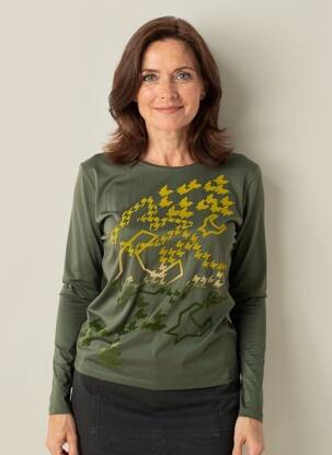 Tricou mâneci lungi mâneci lungi verde BARBARA LEBEK femeie