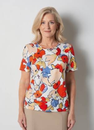 Tricou imprimeu fantezie mâneci scurte alb BARBARA LEBEK femeie